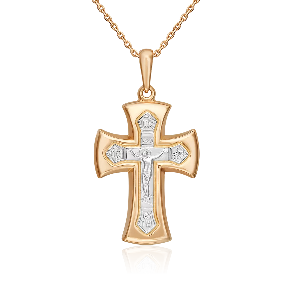 Православный крест из комбинированного золота 03-2157-00-000-1111-63