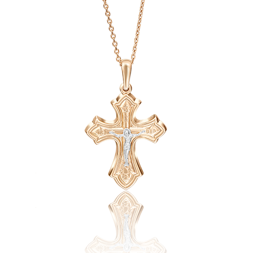 Православный крест из комбинированного золота 03-2450-00-000-1111-63