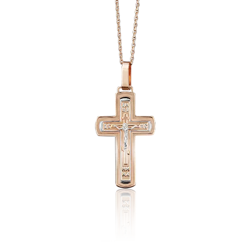 Православный крест из комбинированного золота 03-2675-00-000-1111-63