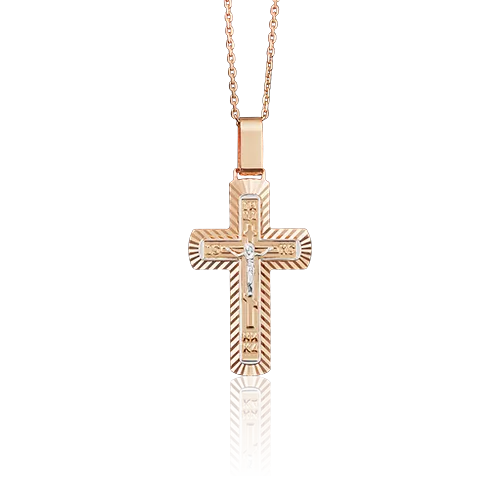 Православный крест из комбинированного золота 03-2677-00-000-1111-63