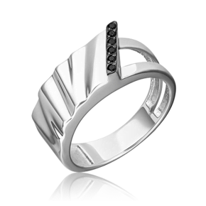 Кольцо из серебра c чёрными фианитами 01-5638-00-402-0200