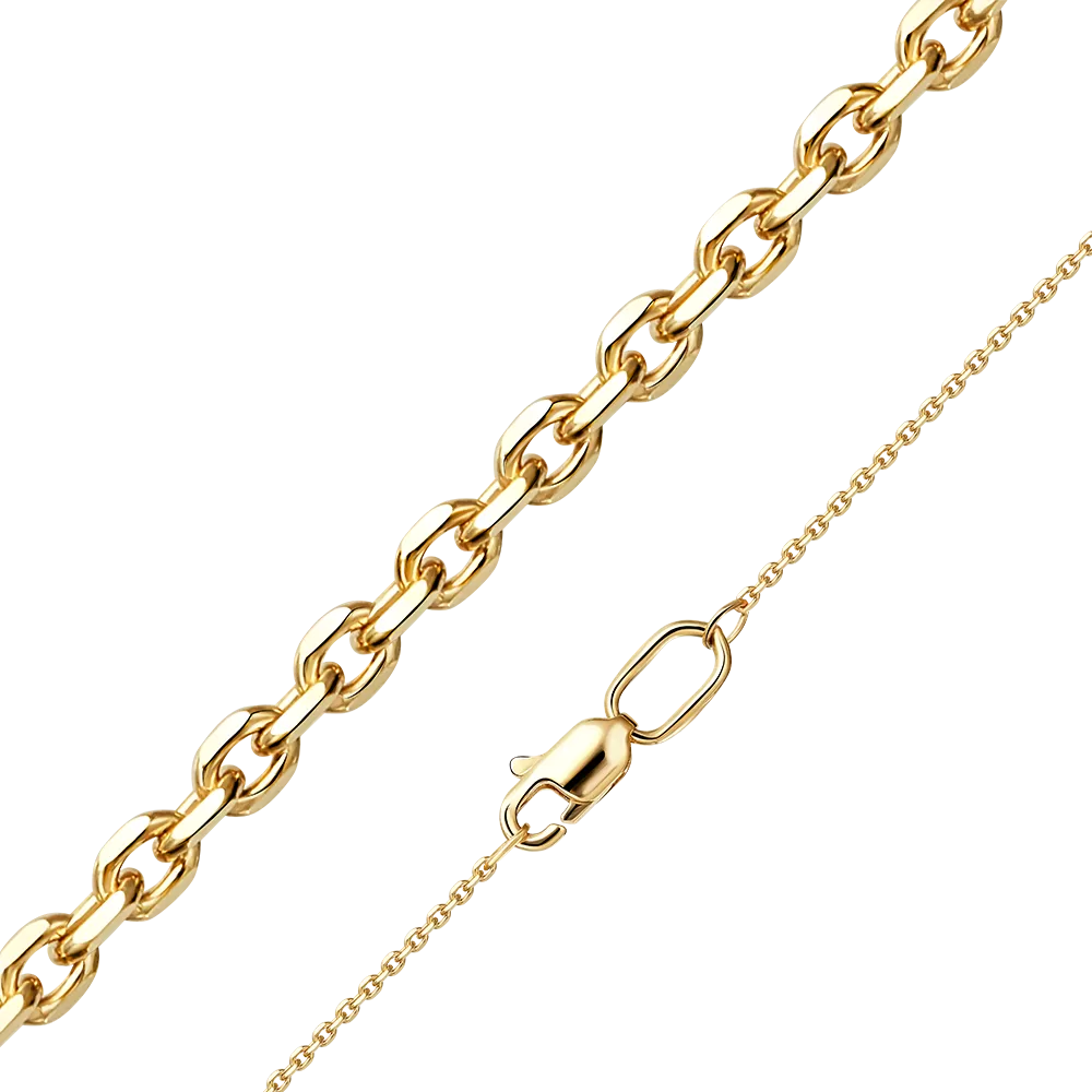 Цепь из лимонного золота с алмазной гранью (плетение «Якорное») 21-0813-030-1130-17