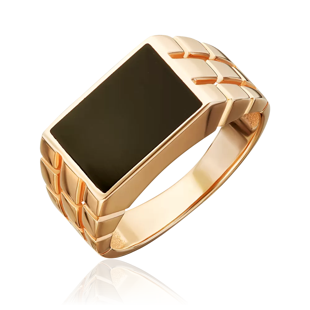 Печатка из красного золота с эмалью 01-4348-00-000-1110-25