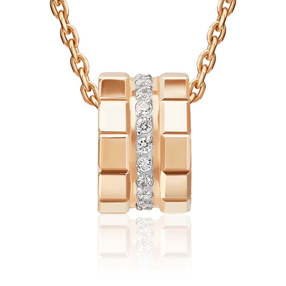 Подвеска-бегунок из красного золота с фианитами 03-3651-00-401-1110