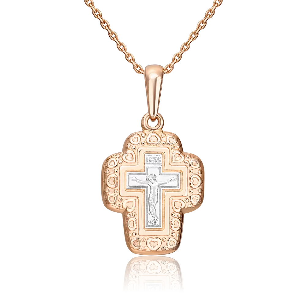 Православный крест из комбинированного золота 03-2282-00-000-1111-42