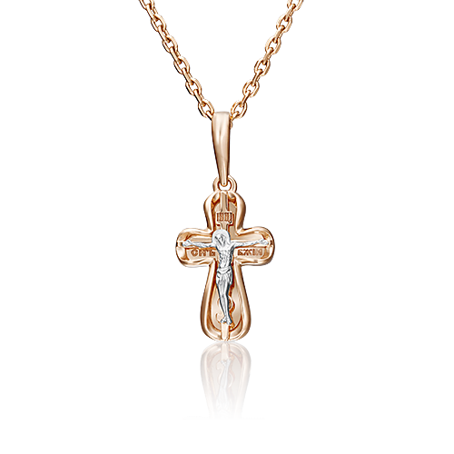 Православный крест из комбинированного золота 03-2938-00-000-1111-64