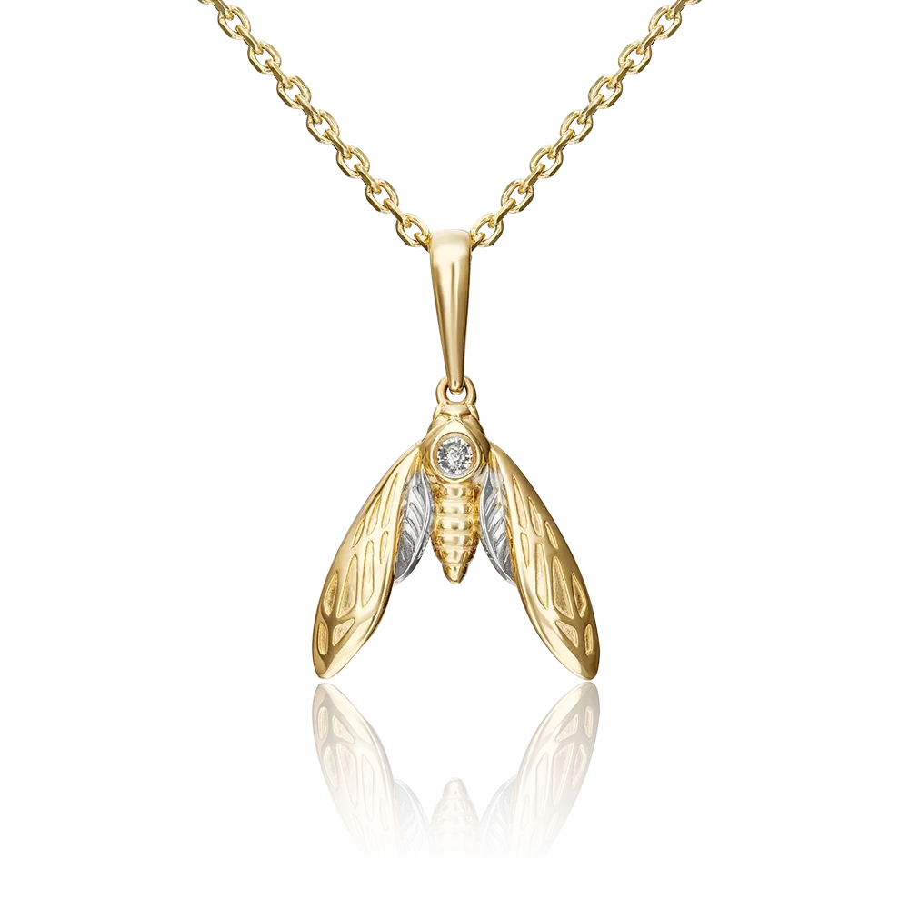 Подвеска «Мотылёк» из лимонного золота с фианитом 03-3095-00-401-1130-03
