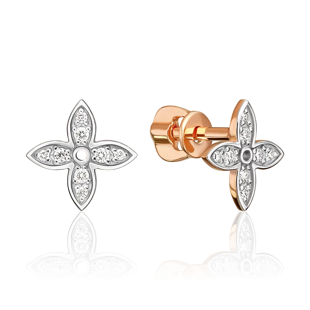 Серьги-пусеты из красного золота с бриллиантами 02-5617-00-101-1110