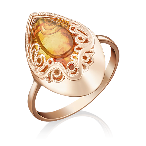 Кольцо из красного золота с янтарём 01-5055-00-271-1110-46