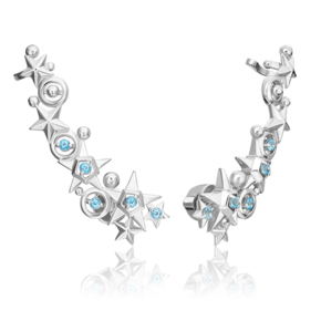 Серьги «Звёзды» из серебра c топазами 02-4735-00-201-0200-68