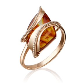 Кольцо из красного золота с янтарём 01-5135-00-271-1110-46