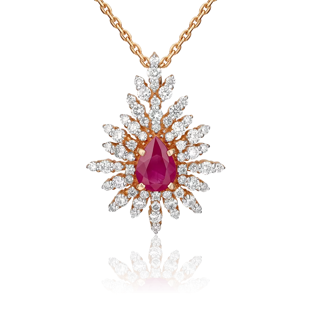 Подвеска из красного золота с рубином и бриллиантами 03-0398-00-107-1110-30