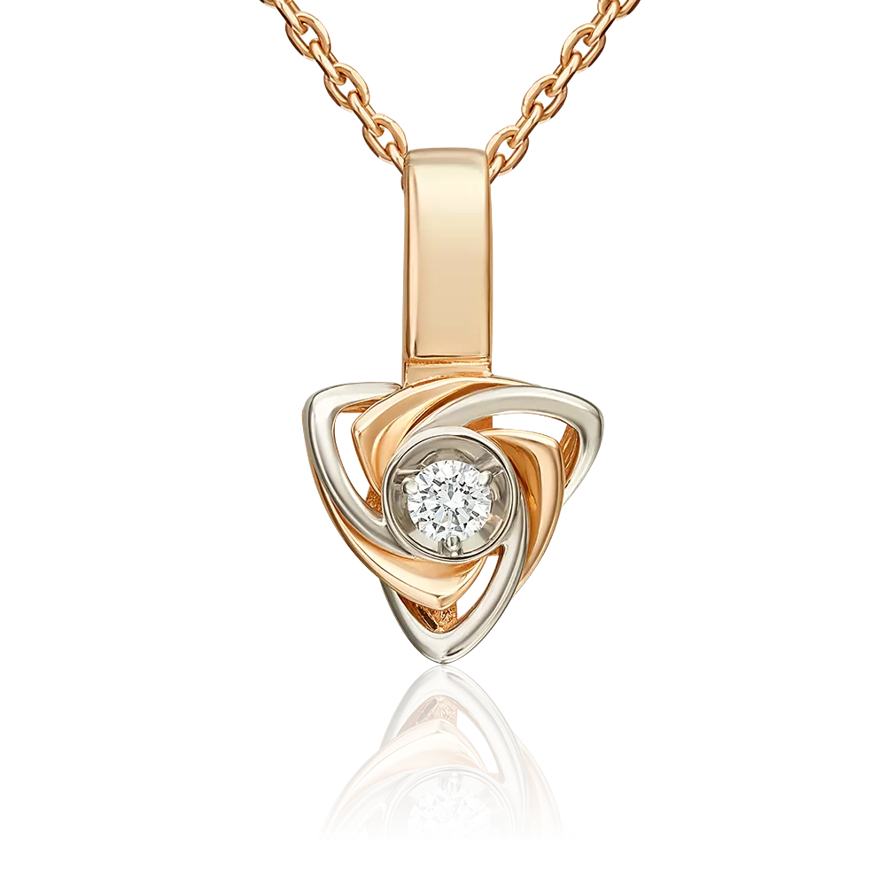 Подвеска из комбинированного золота с бриллиантом 03-3620-00-101-1111