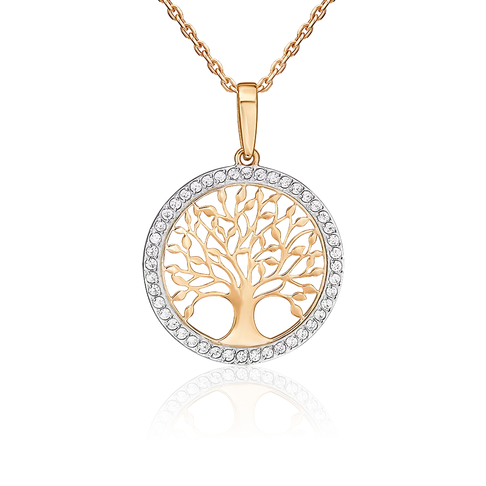 Подвеска «Древо жизни» из красного золота с фианитами 03-3611-00-401-1110