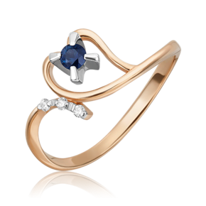 Кольцо из комбинированного золота c сапфиром и бриллиантами 01-0061-00-105-1111-30