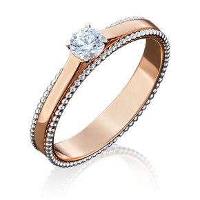 Помолвочное кольцо из комбинированного золота c фианитом 01-5048-00-501-1111-38