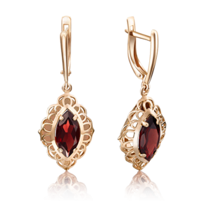 Серьги с английским замком из красного золота c гранатом 02-3656-00-204-1110-46