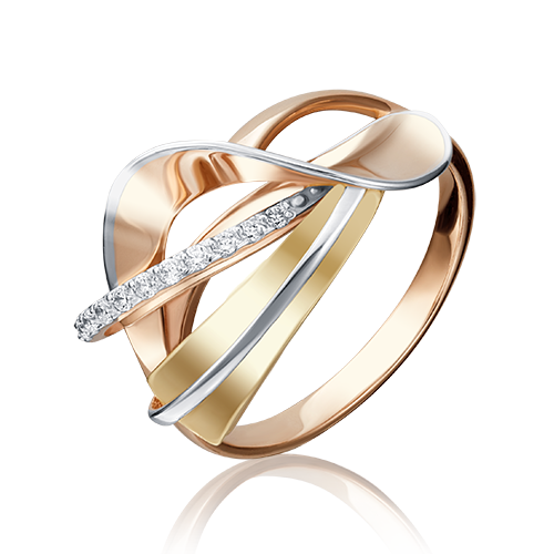 Кольцо из комбинированного золота с фианитом 01-5168-00-401-1113-48