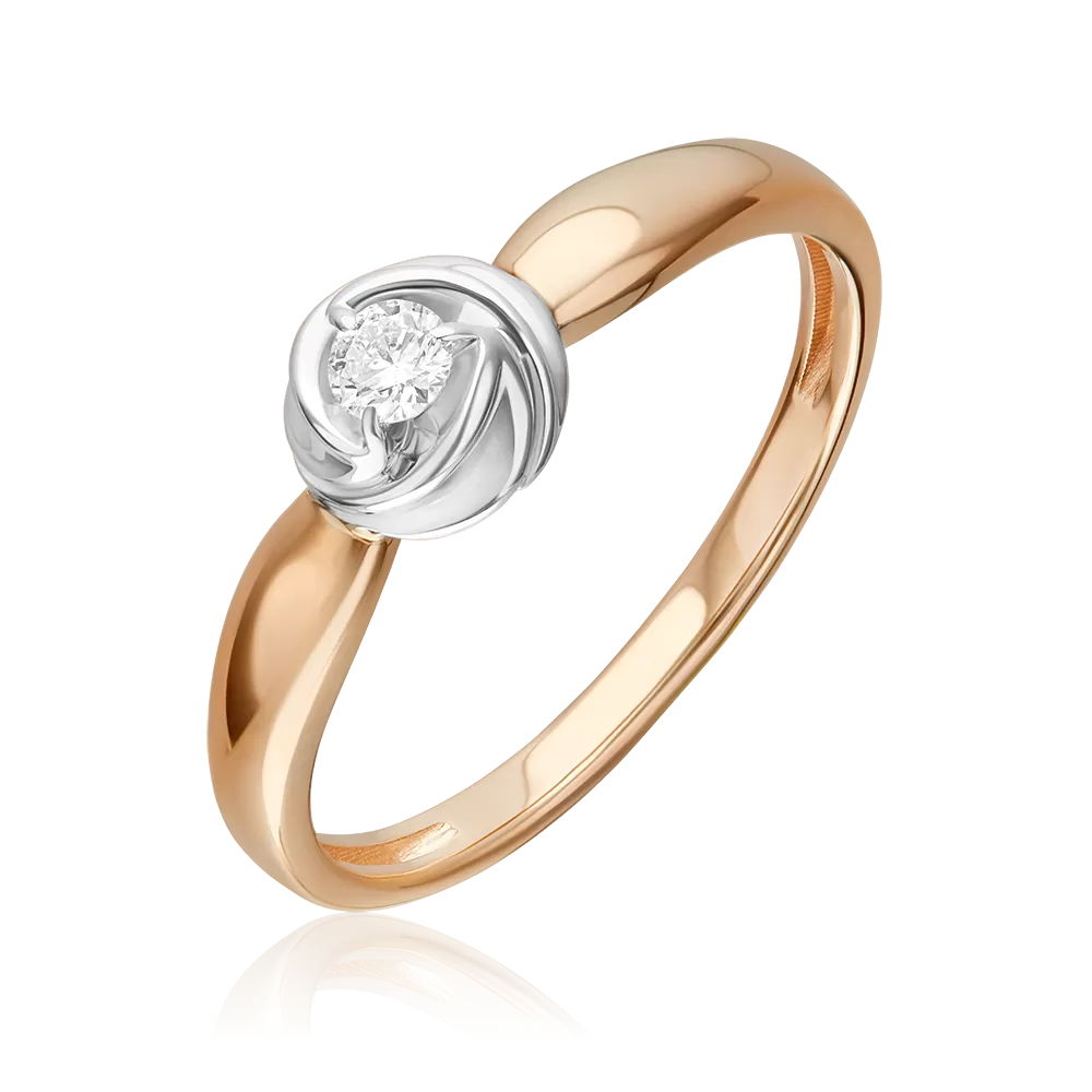 Помолвочное кольцо из красного золота с бриллиантом 01-5848-00-101-1110