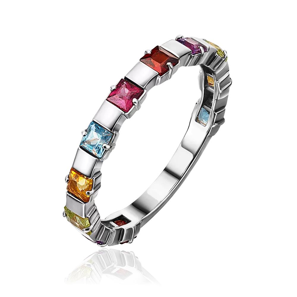 Кольцо из белого золота с миксом камней 01-5321-00-252-1120-57