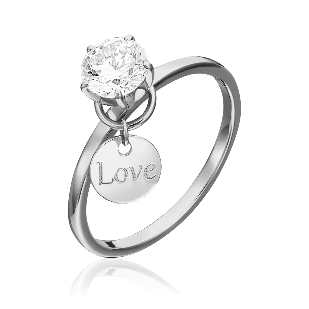 Помолвочное кольцо «Любовь» из белого золота с фианитом 01-5326-00-501-1120-38