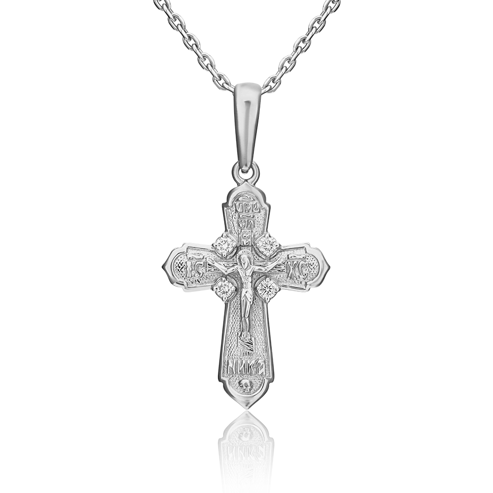 Православный крест из белого золота с бриллиантами 03-0330-00-101-1120 ...