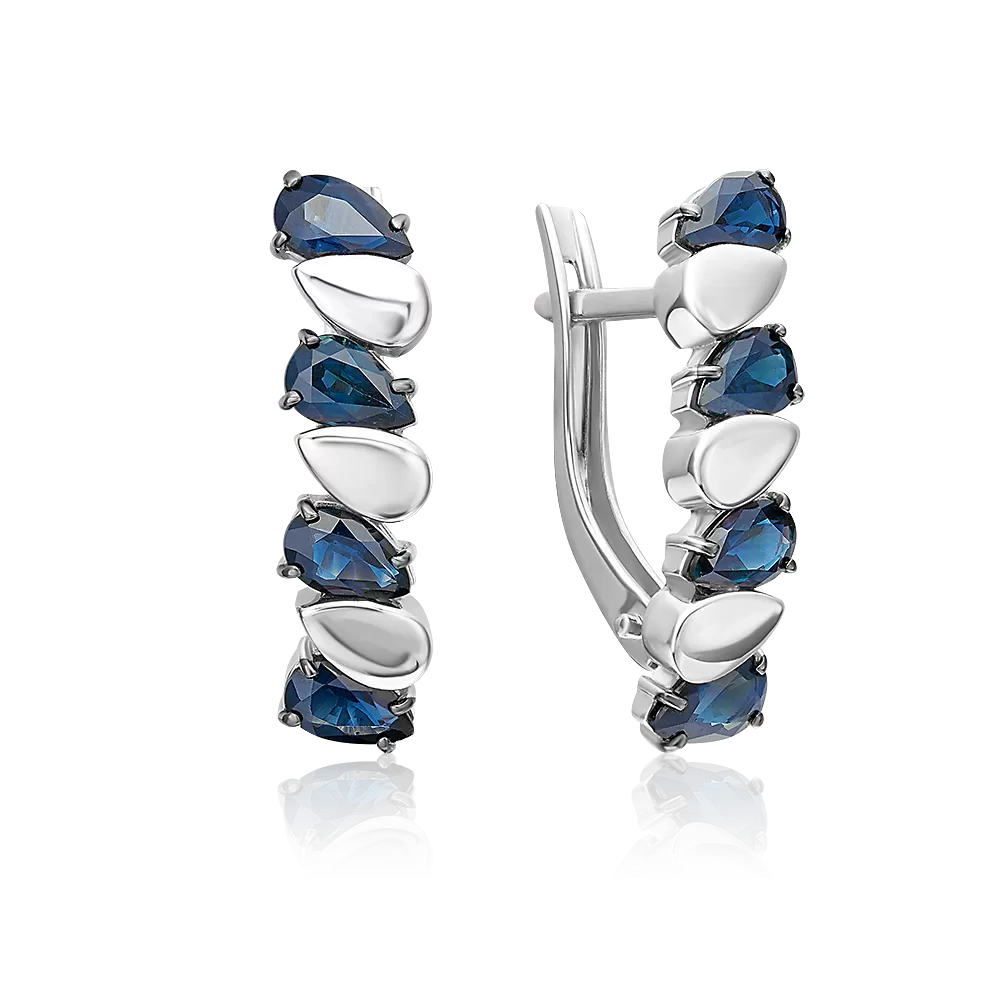 Серьги с английским замком из белого золота с сапфирами 02-5466-00-102-1120