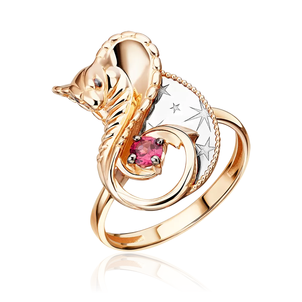 Кольцо «Обольщение» из комбинированного золота с гранатом 01-5554-00-204-1111