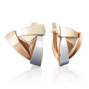 Серьги с английским замком из комбинированного золота 02-3915-00-000-1140-48