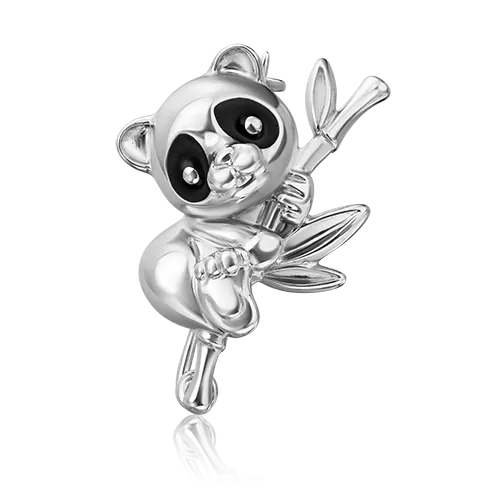 Брошь «Панда» из серебра с эмалью 04-0265-00-000-0200
