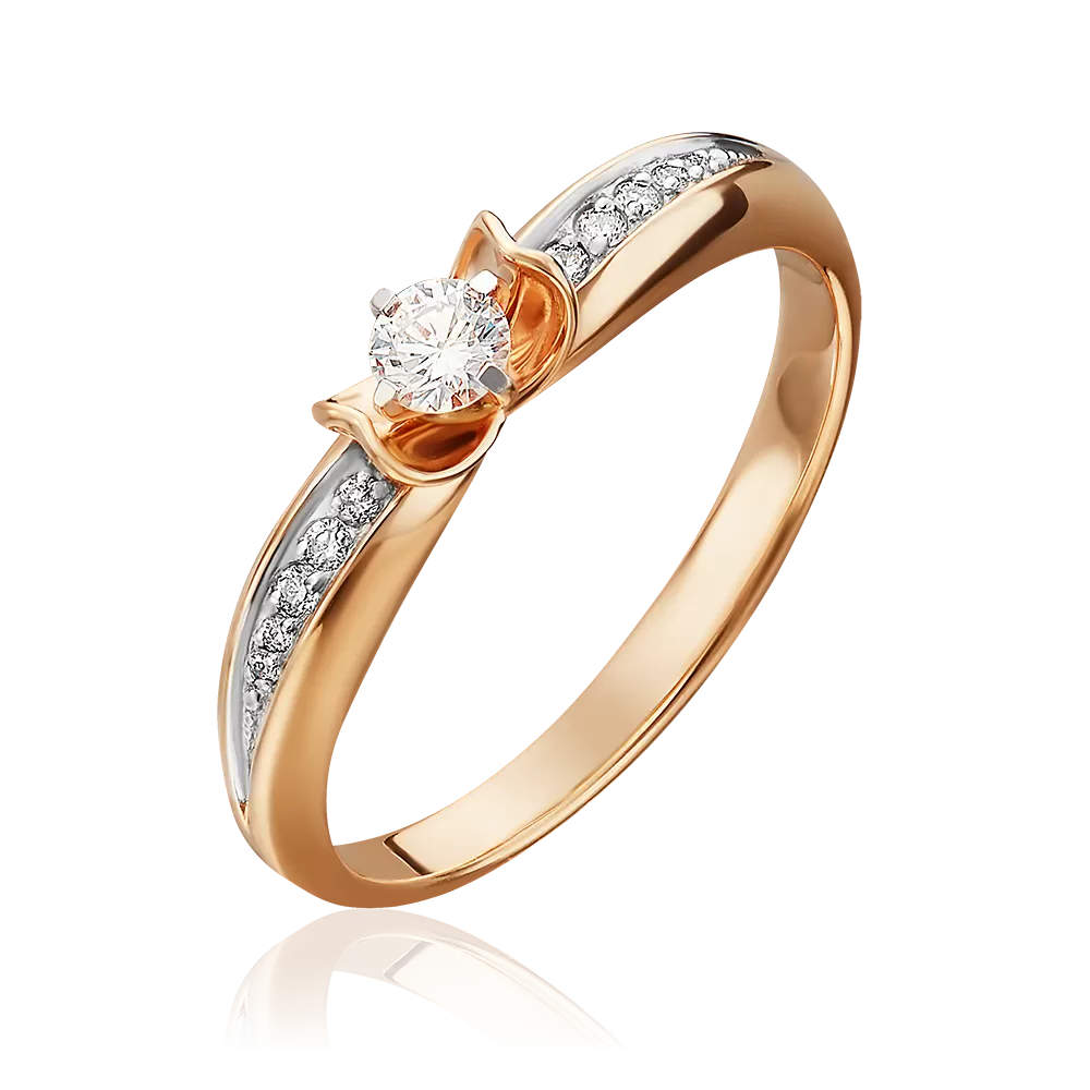 Помолвочное кольцо из красного золота с бриллиантами 01-4961-00-101-1110-30
