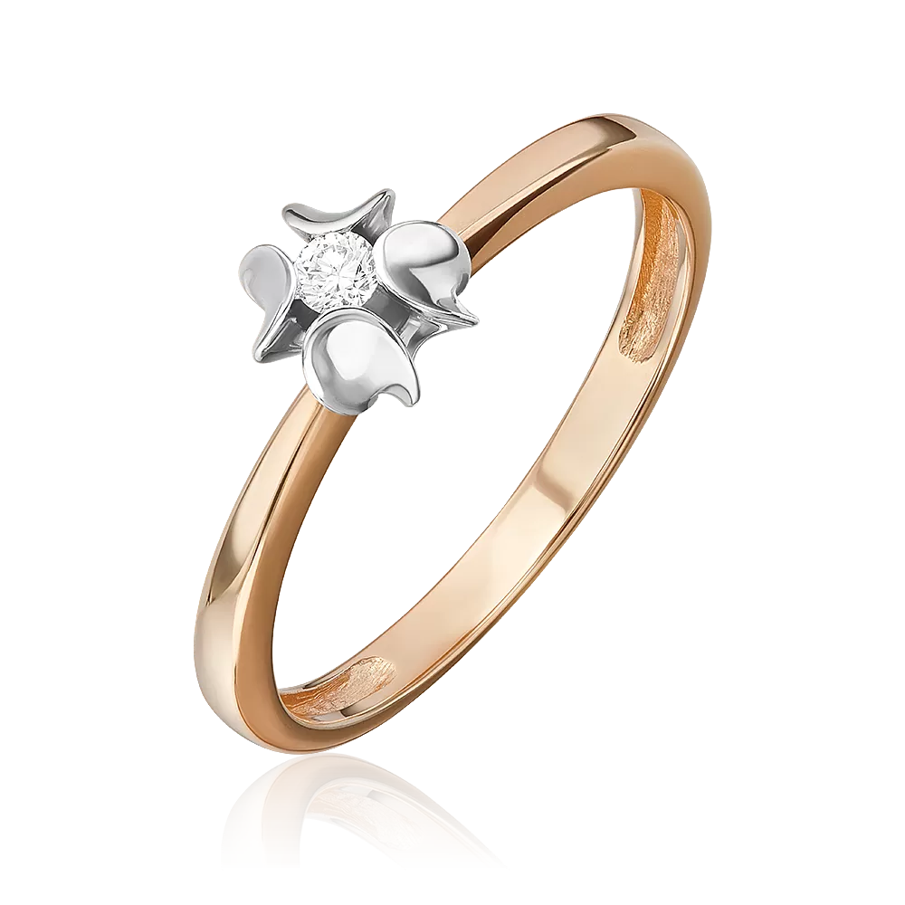 Кольцо из комбинированного золота с бриллиантом 01-5807-00-101-1111