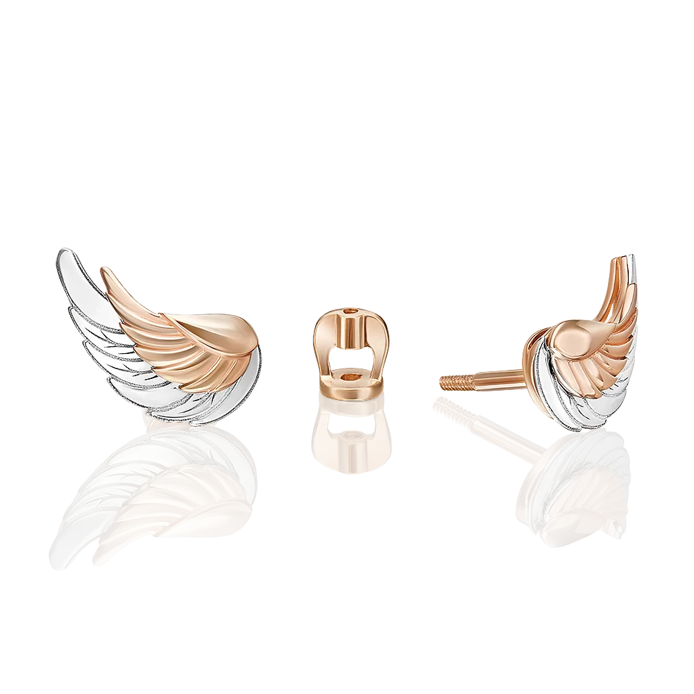 Серьги-пусеты «Секрет любви» из комбинированного золота 02-5319-00-000-1111