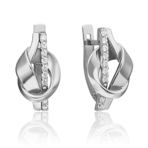Серьги с английским замком из белого золота c фианитами 02-4607-00-401-1120-23