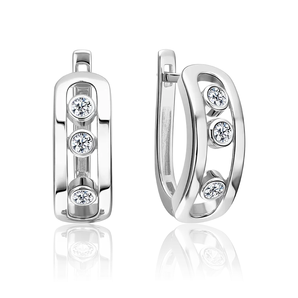 Серьги с английским замком из белого золота с бриллиантами 02-5539-00-101-1120