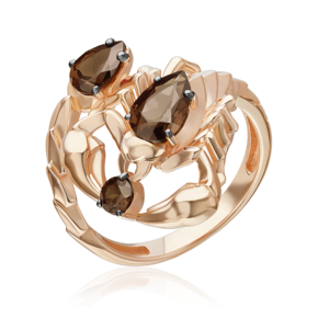 Кольцо «Скорпион» из красного золота с кварцем дымчатым 01-5782-00-202-1110