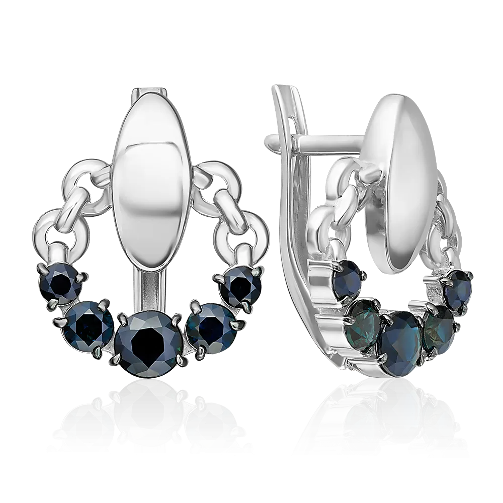 Серьги с английским замком из белого золота с сапфирами 02-5469-00-102-1120