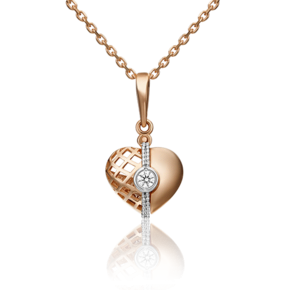 Подвеска «Сердце» из комбинированного золота с фианитами 03-3062-00-401-1111-48