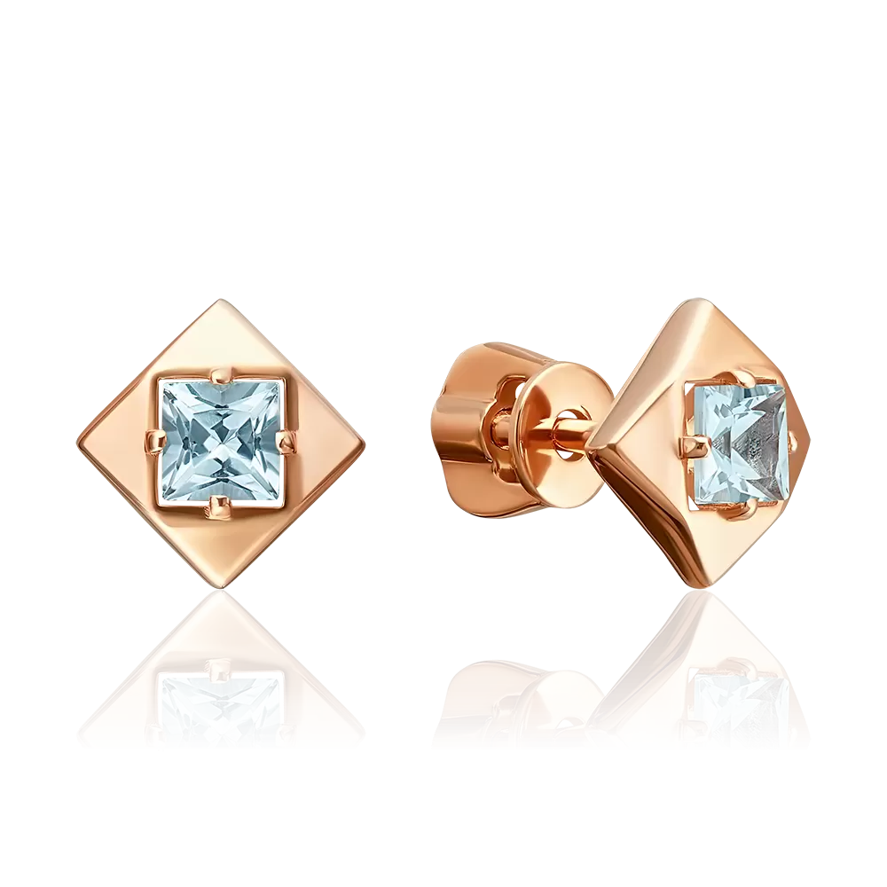 Серьги-пусеты из красного золота с топазом 02-5635-00-201-1110