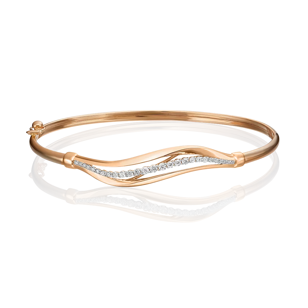 Браслет жесткий из красного золота с фианитами 05-0520-00-401-1110-23