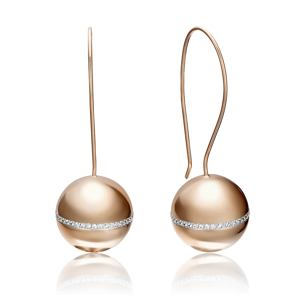 Серьги с французским замком из комбинированного золота с фианитами 02-3554-00-401-1111-33