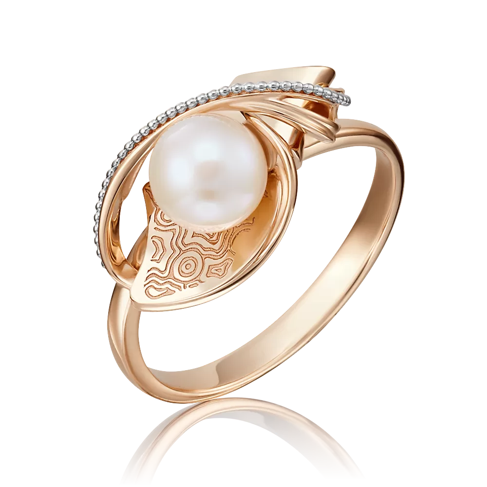Кольцо из красного золота с жемчугом культивированным 01-5143-00-301-1110-31