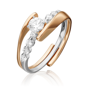 Наборное кольцо из комбинированного золота с фианитами 13-0013-00-501-1111-38
