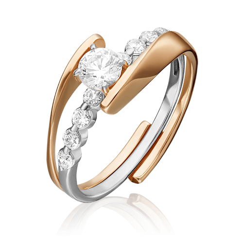 Наборное кольцо из комбинированного золота с фианитами 13-0013-00-501-1111-38