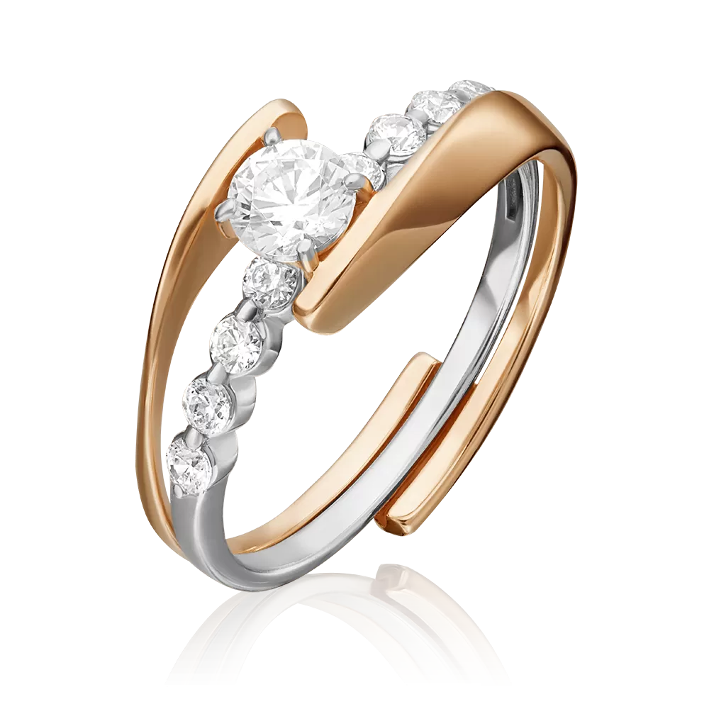 Наборное кольцо из комбинированного золота с фианитами 13-0013-00-501-1111-38