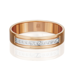 Обручальное кольцо из красного золота c бриллиантами 01-1165-00-101-1110-30