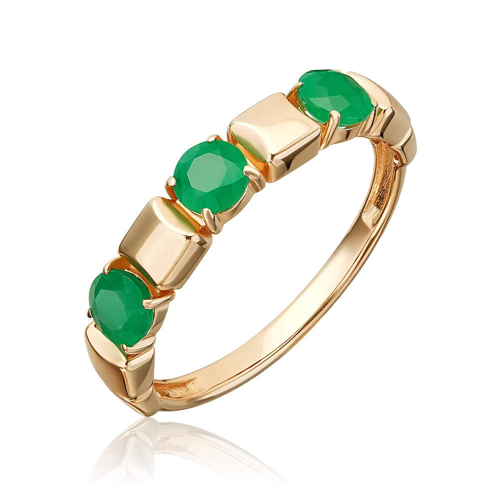 Кольцо из красного золота с изумрудами 01-5872-00-103-1110