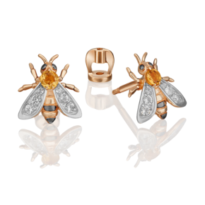 Серьги-пусеты «Пчёлы» из красного золота с цитрином и натуральными топазами white 02-4683-00-282-1110-57