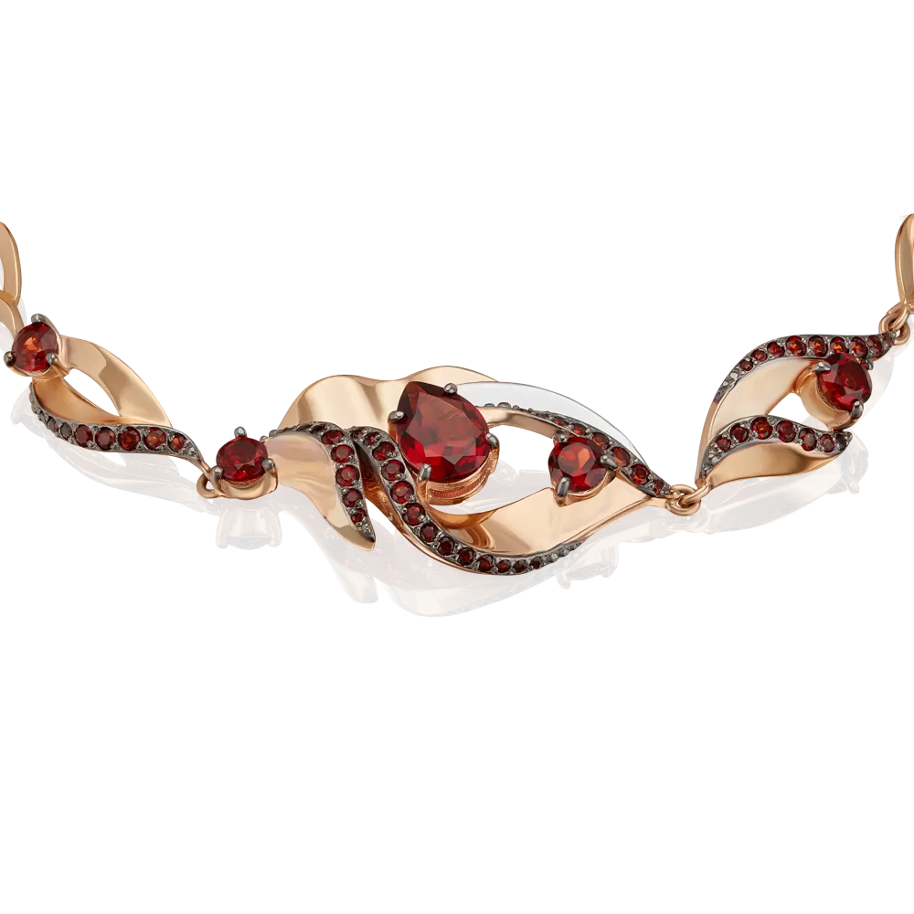 Браслет «Стихия огня» из комбинированного золота с гранатами 05-0799-00-204-1111