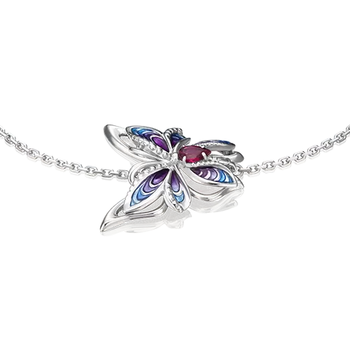 Браслет «Бабочка Махаон» из серебра с гранатом и эмалью 05-0688-00-204-0200-69